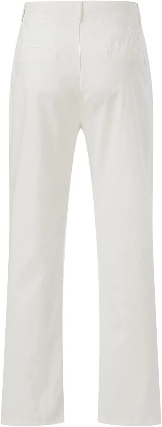 Men's Cotton Linen Pants Washed Comfort Stretch Chino Pant Slim Fit Slacks Summer Beach Lightweight Pants for Men
