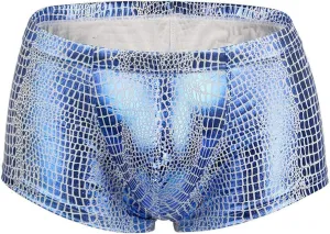Men's Creative Bulge Pouch Underpants Bronzed Patent Leather Boxers Fashion Flat Angle Trunks