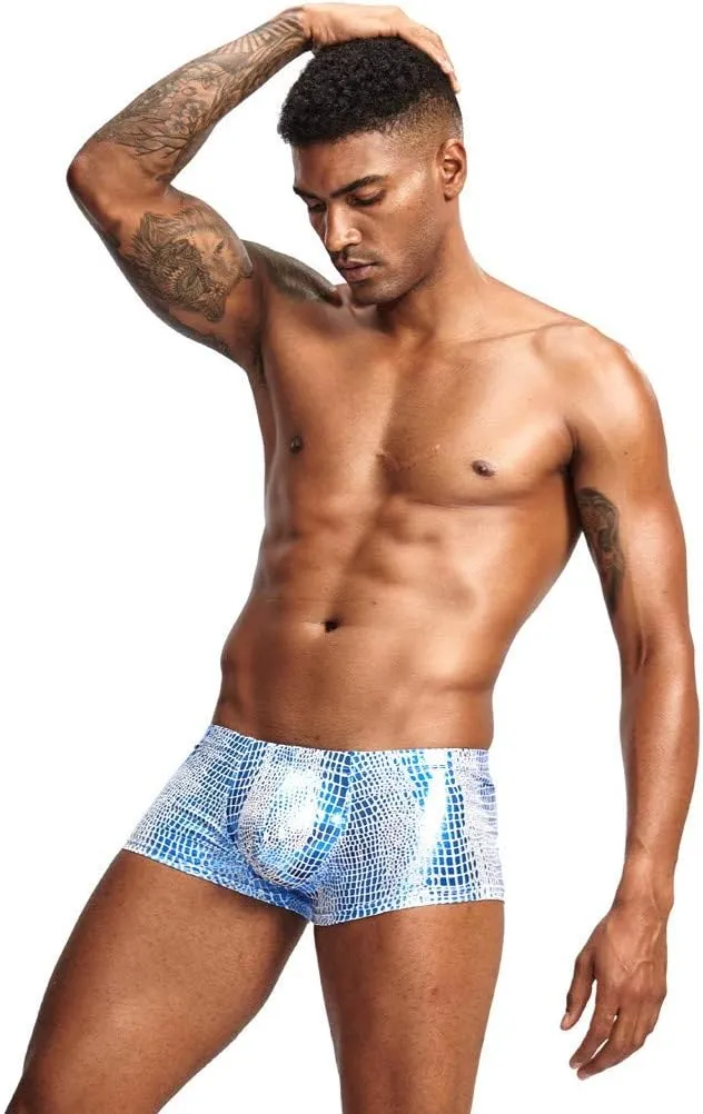 Men's Creative Bulge Pouch Underpants Bronzed Patent Leather Boxers Fashion Flat Angle Trunks