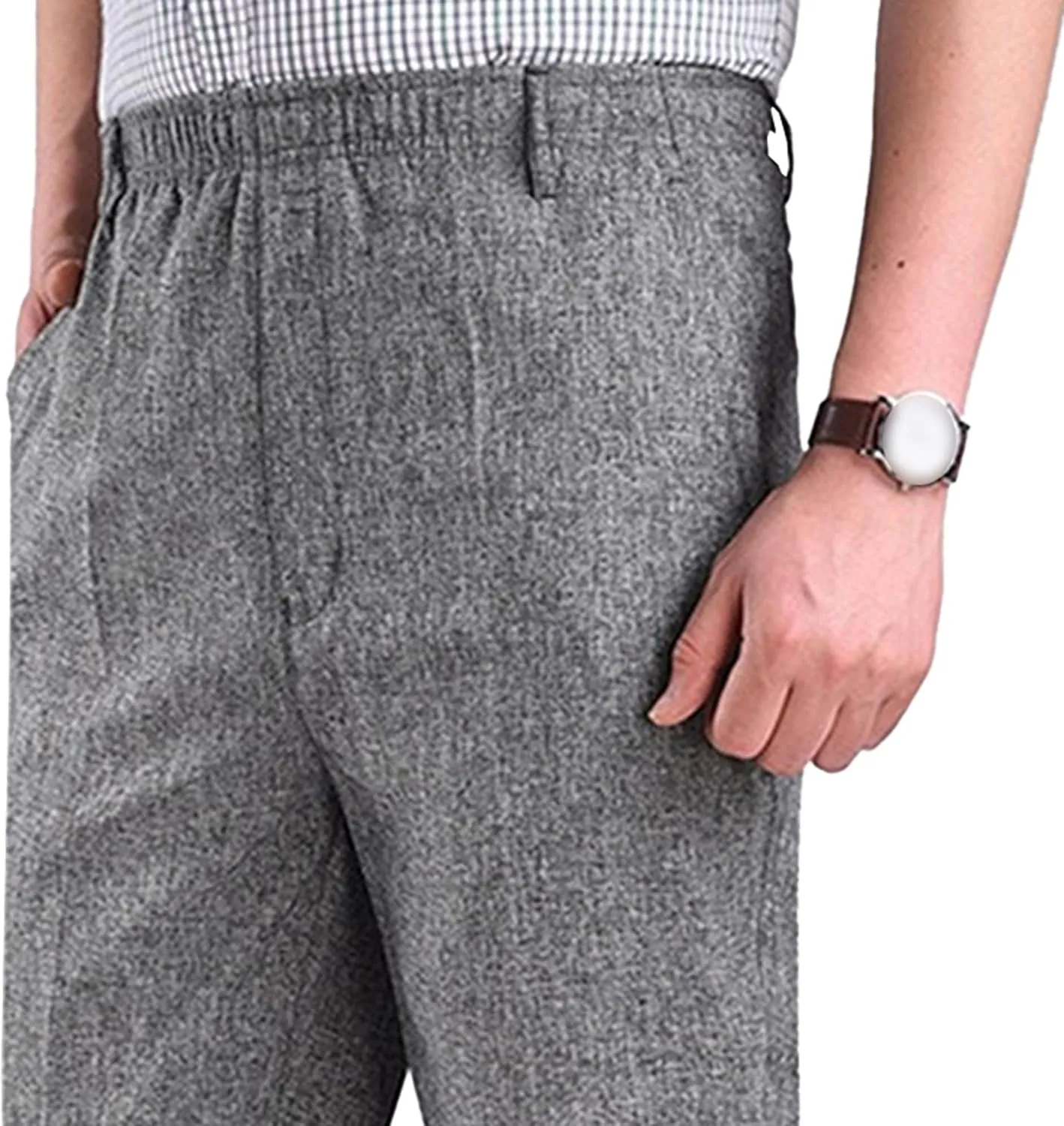 Men's Elastic Waist Business Summer Pants Casual Straight Leg Outdoor Trousers Lightweight Solid Comfort Sweatpants
