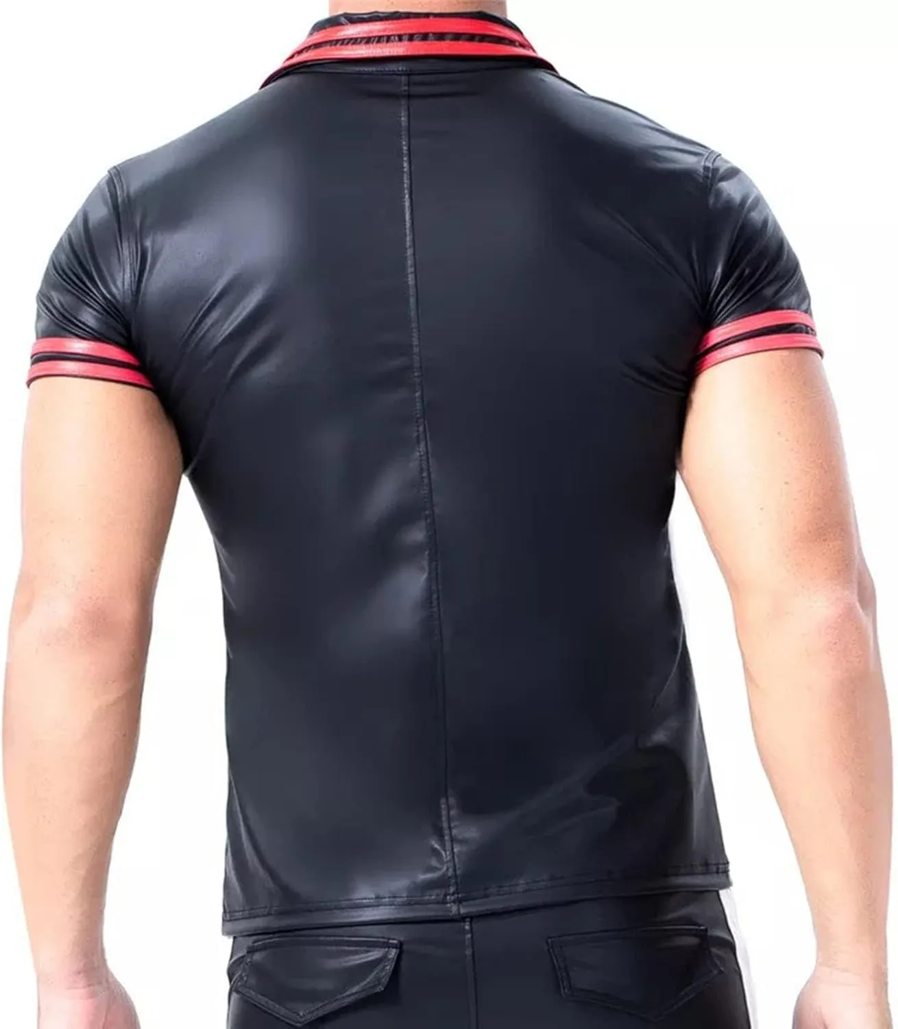 Mens Fashion Casual Solid Color Leather Sexy Coat Sexy Leather Coat Clothes Sexy Coat Cover Male