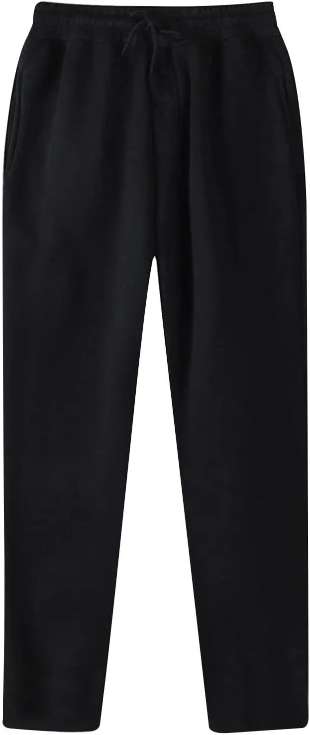 Men's Fashion Sweatpants Solid Color Elastic Waist Drawstrings Straight Slim Fit Trousers New Comfort Casual Pants