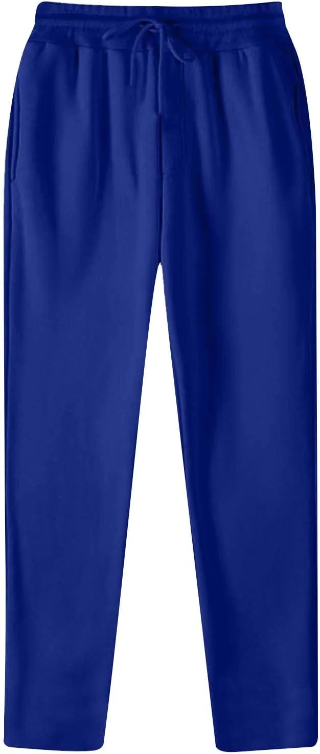 Men's Fashion Sweatpants Solid Color Elastic Waist Drawstrings Straight Slim Fit Trousers New Comfort Casual Pants