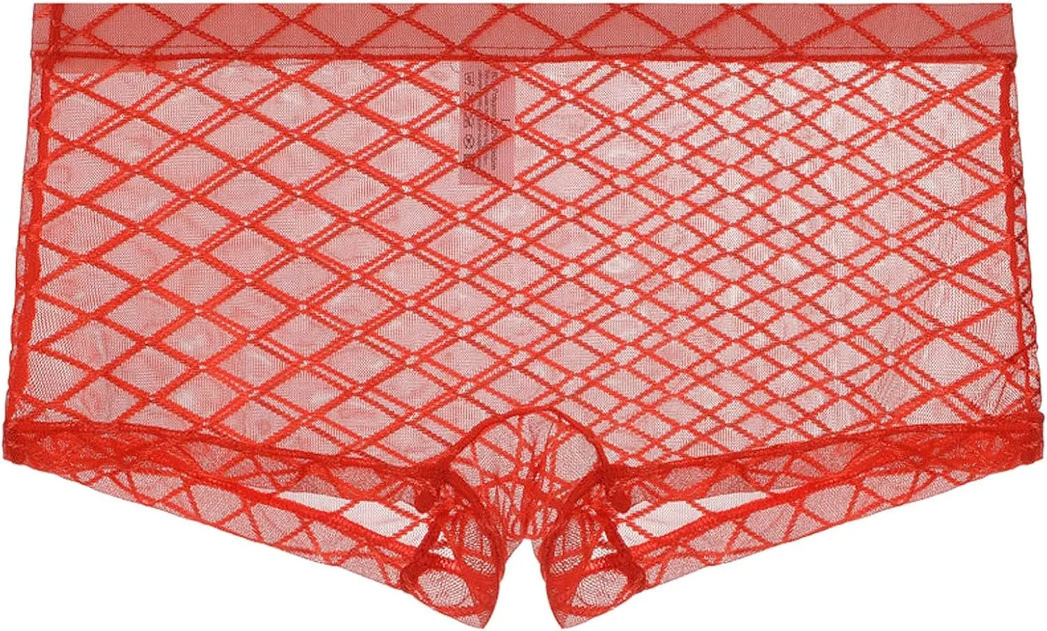 Men's Fishnet Mesh Briefs Sexy G-Strings See Through Thongs Bikini Underpants Breathable Bulge Pouch Underwear Red