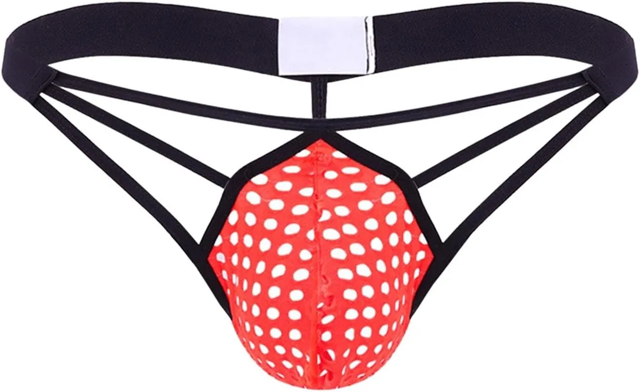 Men's Fishnet Underwear Mesh Sexy G-Strings See Through Thongs Bikini Pouch Underpants Breathable T-back
