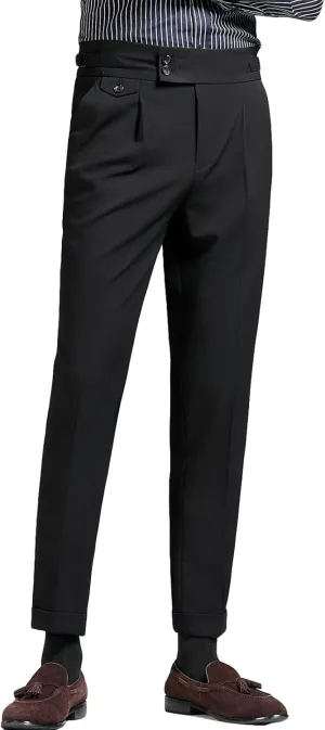 Men's Flat Front Dress Pant Slim Fit Linen Cotton Chino Pant Comfort Straight Fit Flat Front Casual Pant (33,Black)