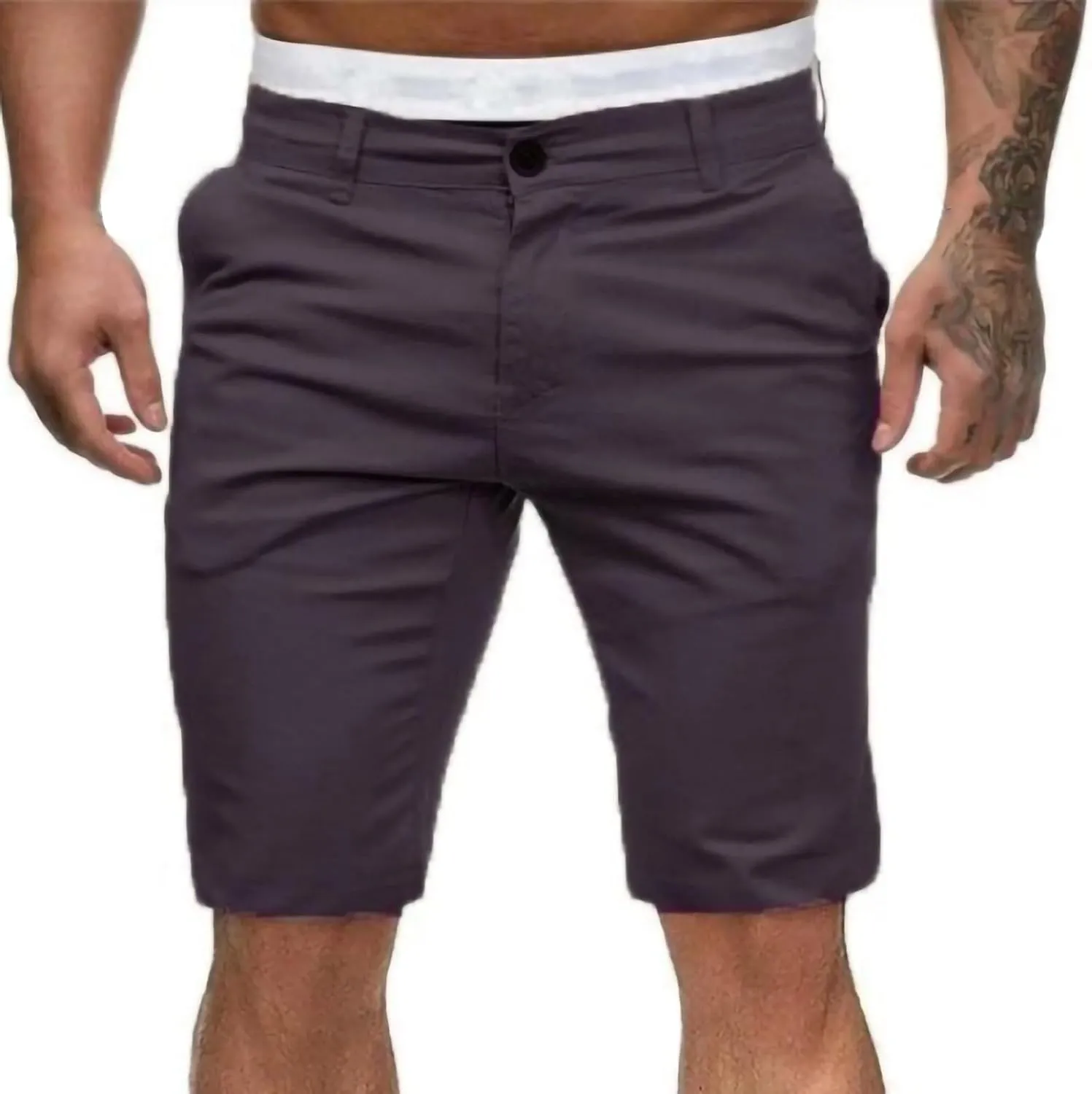 Mens Flat Front Golf Chino Shorts Comfort Slim Fit 10" Work Dress Shorts Summer Casual Beach Short Pants with Pockets