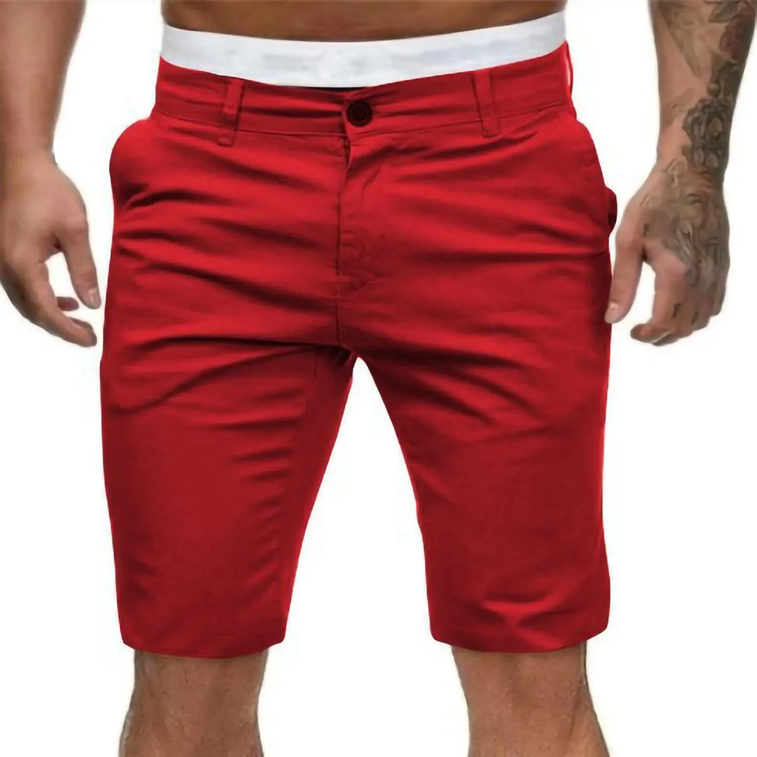 Mens Flat Front Golf Chino Shorts Comfort Slim Fit 10" Work Dress Shorts Summer Casual Beach Short Pants with Pockets