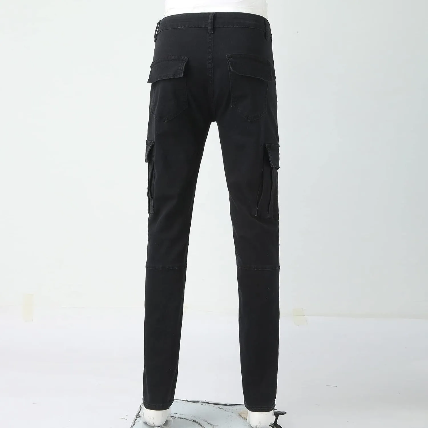 Men's Fleece Cargo Sweatpants Middle Waist Denim Long Hiking Pants Athletic Workout Jogger Sweatpants for Men
