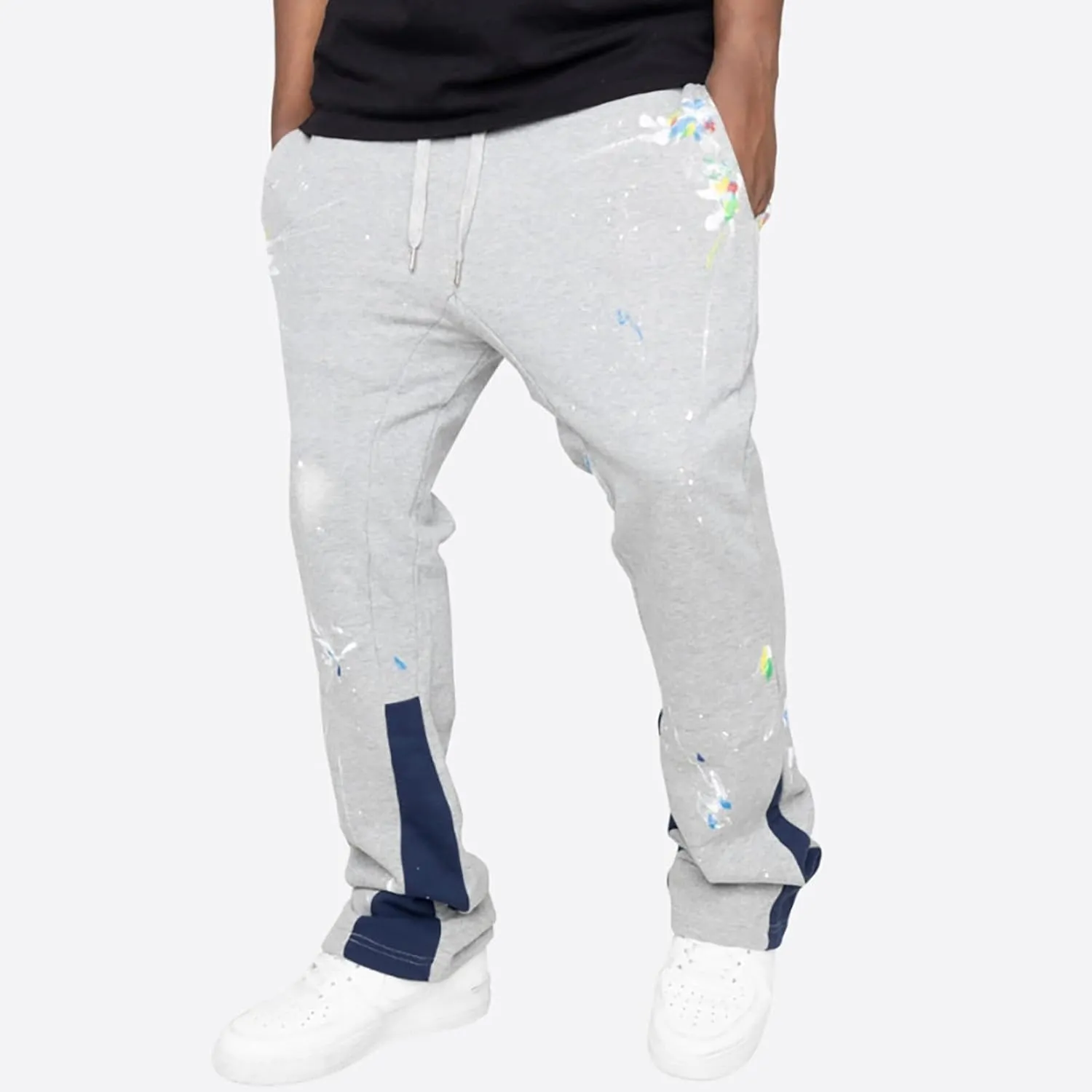 Men's Fleece Sweatpants Leg Fashion Pants Pants Stitching Casual Men's Multi-Pocket Men's Fleece Joggers with
