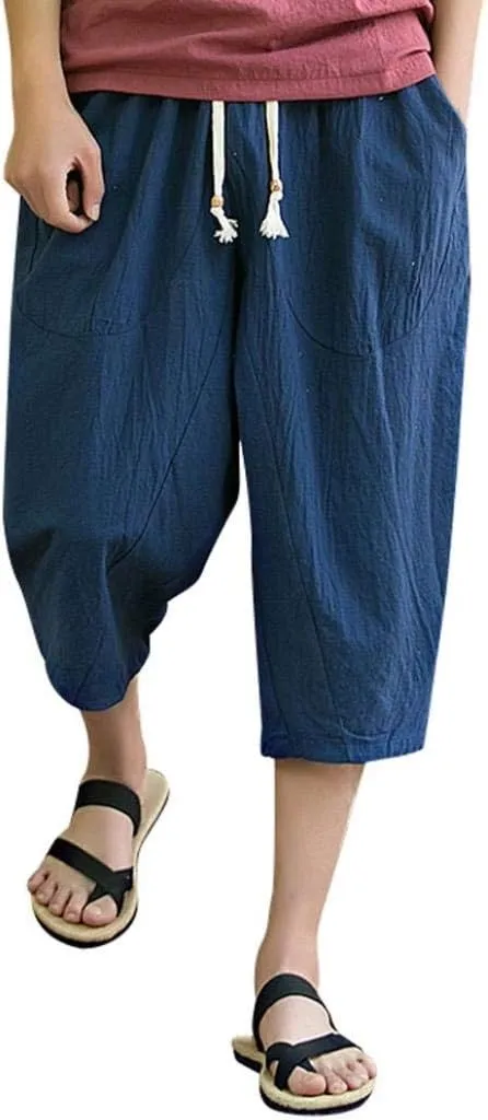 Mens Harem Pants Clearance,Casual Fashion Loose Soft Slim Fit Outdoors Sports Baggy Cropped Trousers