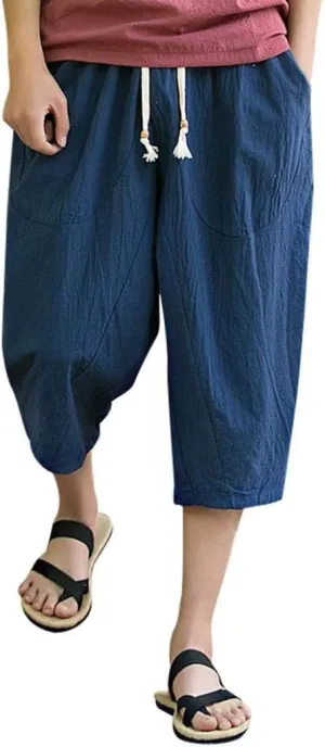 Mens Harem Pants Clearance,Casual Fashion Loose Soft Slim Fit Outdoors Sports Baggy Cropped Trousers