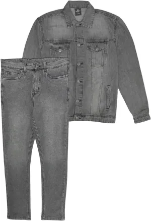 Men's Jean Suit Standard Jacket with Slim Fit Jeans