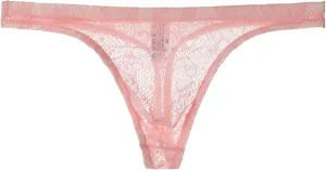 Men's Lace Frilly Thong Panties Sheer Mesh Boxer Briefs Semi Sheer T-back G-string Underwear Lingerie for Men Pink