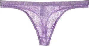 Men's Lace Frilly Thong Panties Sheer Mesh Boxer Briefs Semi Sheer T-back G-string Underwear Lingerie for Men Purple