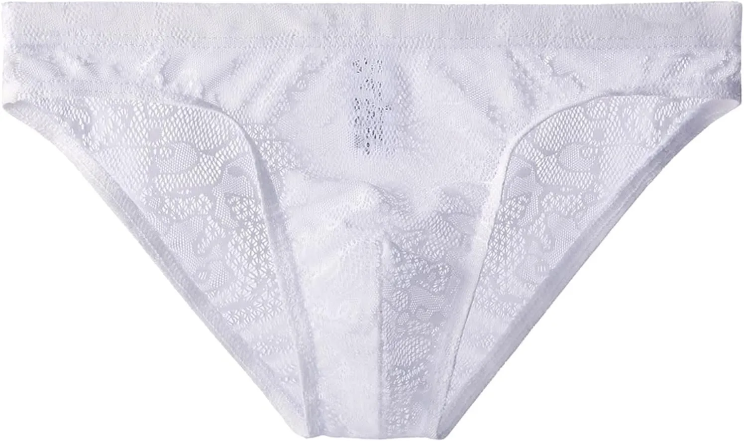 Mens Lace Panties Sexy Underwear Boxer Briefs Pouch Underwear Lingerie for Men Bikini Briefs Panties White