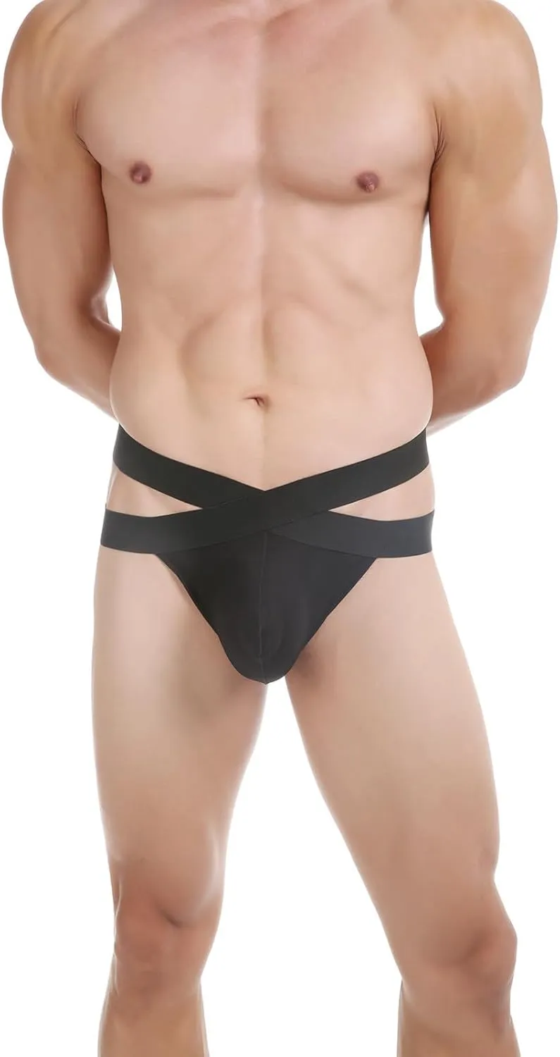 Men's See Through Sexy Thongs Underwear Bulge Pouch Mesh Breathable G-string T-back Butt-Flaunting Underpants