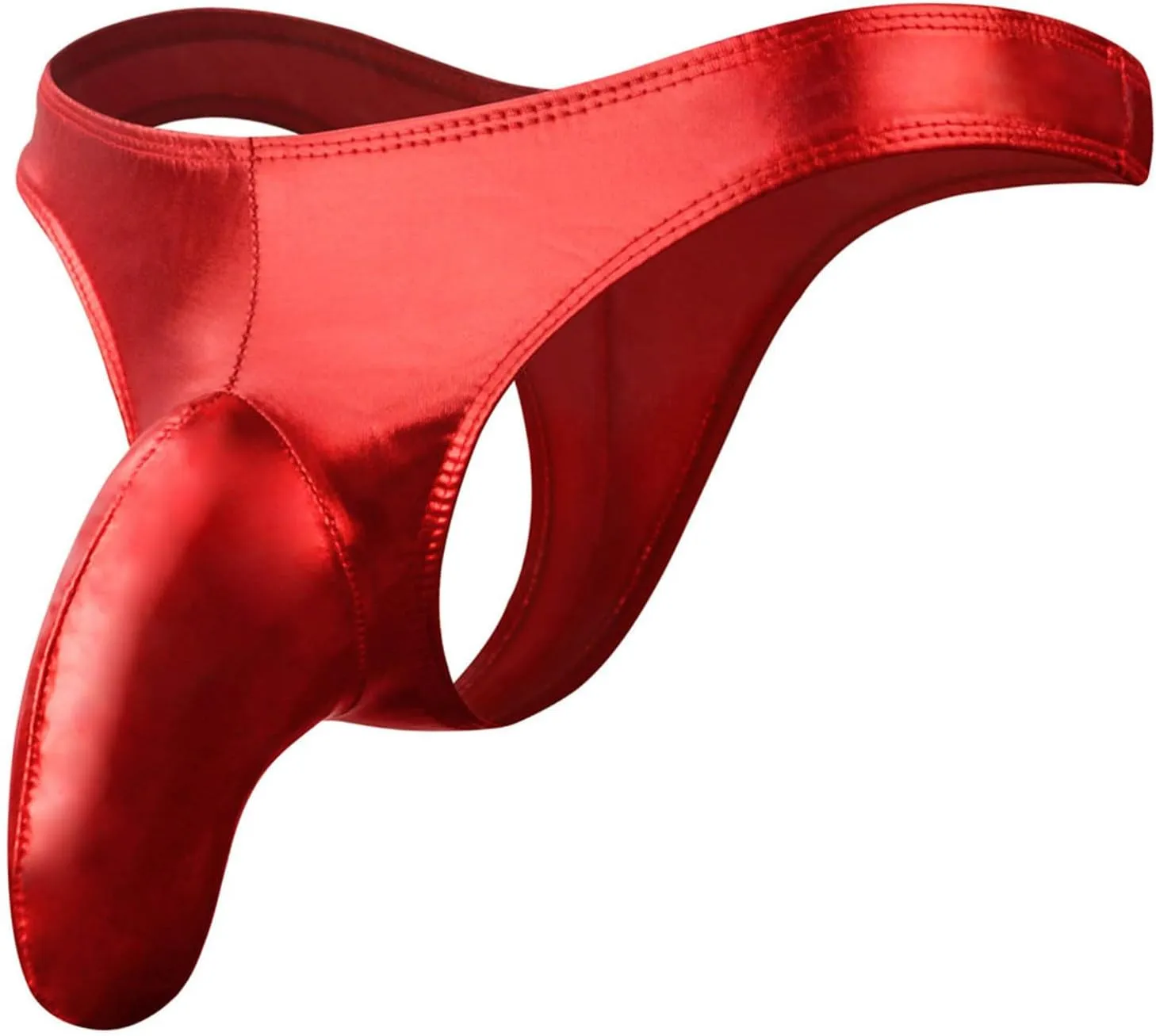 Men's Sexy Faux Leather Underwear Lingerie for Men Soft Low Rise Shorts Pants Boxer Briefs Red