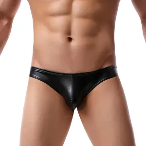 Men's Sexy Faux Leather Underwear Lingerie for Men Soft Low Rise Shorts Pants Boxer Briefs