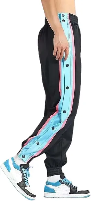 Mens Streetwear Cargo Jogger Pants Loose Fit Button Side Basketball Training Joggers with Elastic Cuffs Sweatpants
