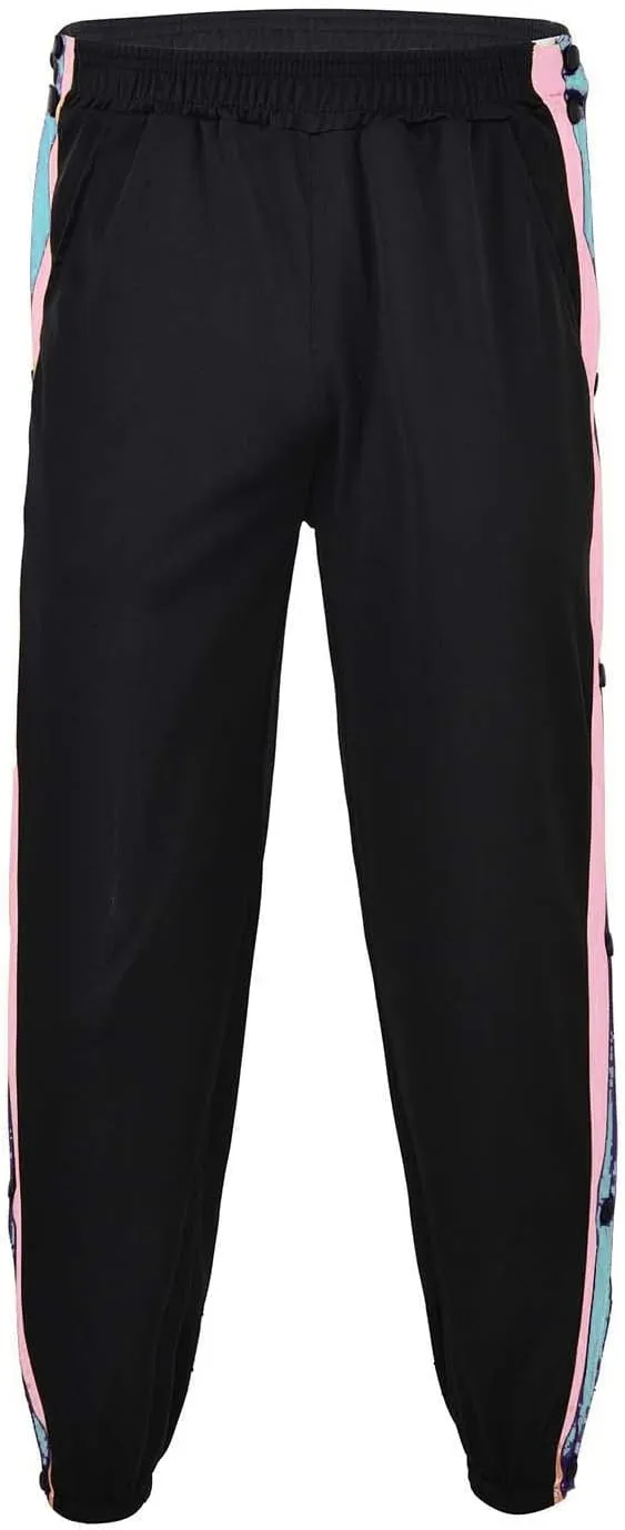 Mens Streetwear Cargo Jogger Pants Loose Fit Button Side Basketball Training Joggers with Elastic Cuffs Sweatpants