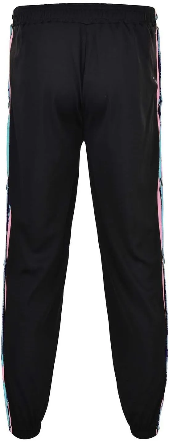 Mens Streetwear Cargo Jogger Pants Loose Fit Button Side Basketball Training Joggers with Elastic Cuffs Sweatpants