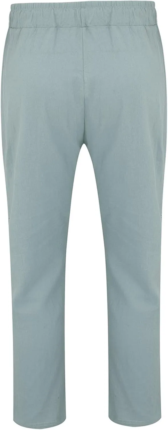 Men's Summer Beach Linen Pants Lightweight Casual Pants Elastic Waist Drawstring Trousers Outdoor Vacation Slacks