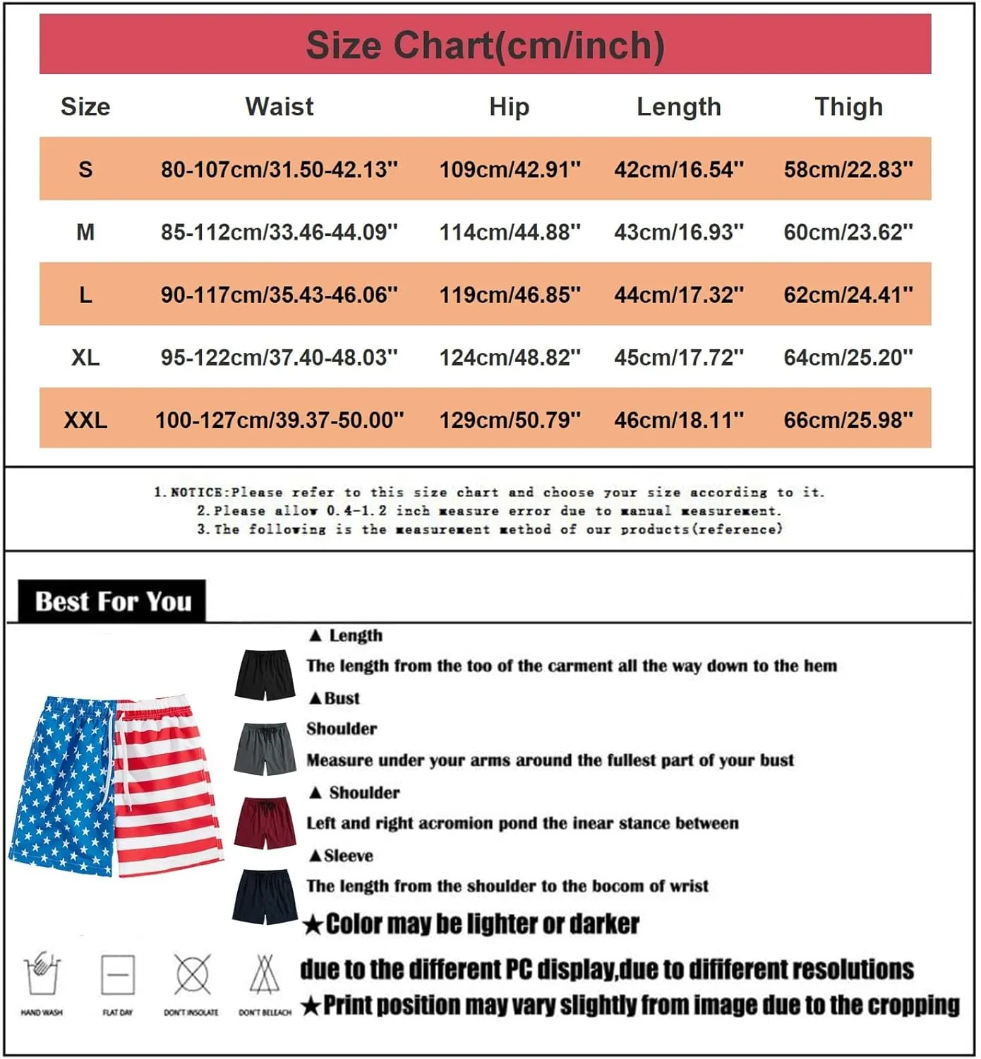 Mens Summer Swim Trunks with Mesh Liner American Flag Print Beach Shorts Independence Day Casual Patriotic Bermuda Shorts