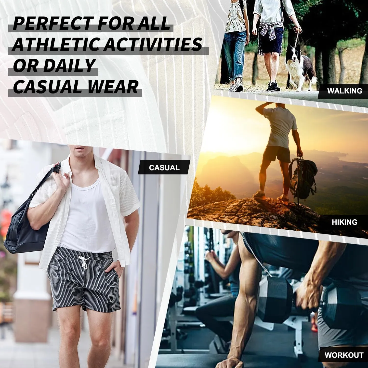 Mens Sweat Workout Shorts 5 Inch Inseam Terry Sweatpant Cotton Casual Striped Pajamas Summer Athletic Short