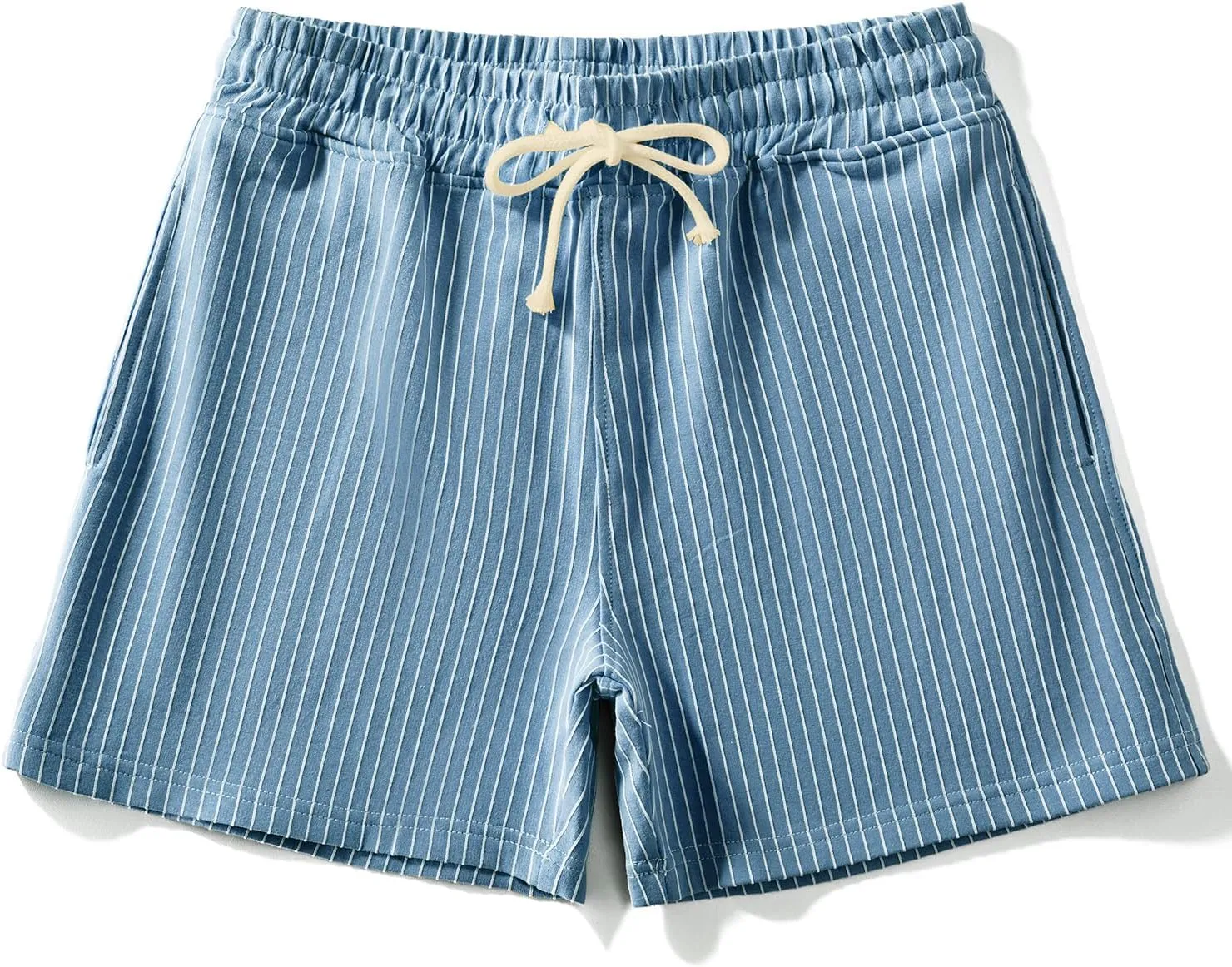 Mens Sweat Workout Shorts 5 Inch Inseam Terry Sweatpant Cotton Casual Striped Pajamas Summer Athletic Short