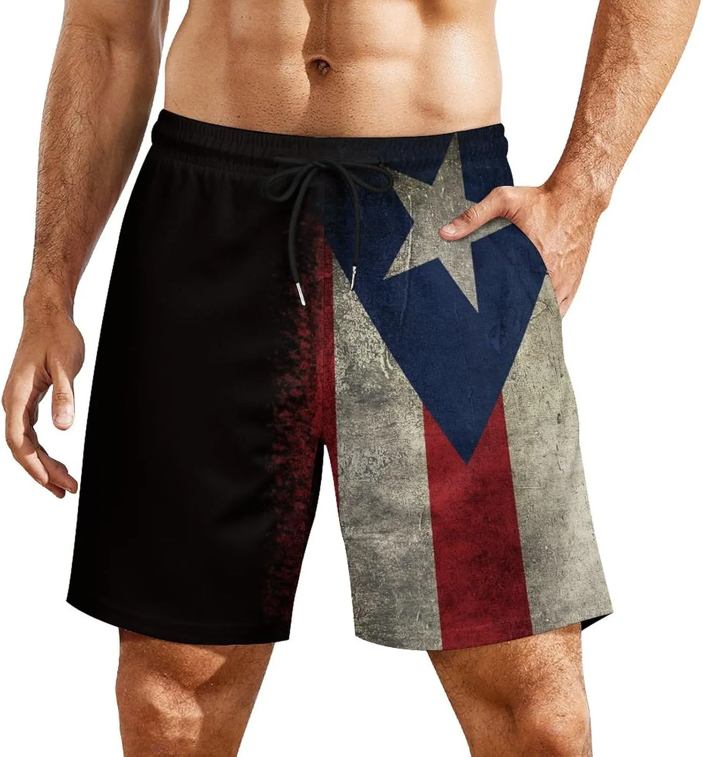 Mens Swim Trunks with Compression Liner 9 Inch Inseam Quick Dry Board Shorts