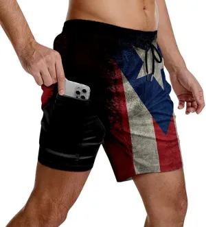 Mens Swim Trunks with Compression Liner 9 Inch Inseam Quick Dry Board Shorts
