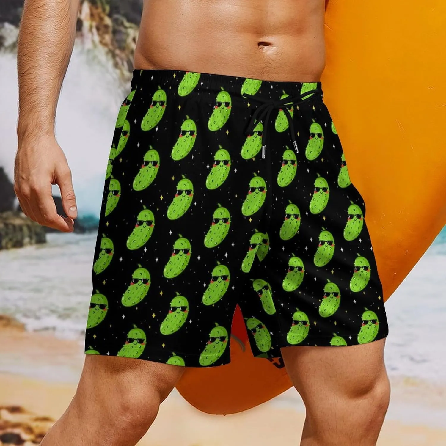 Mens Swim Trunks with Compression Liner 9 Inch Inseam Quick Dry Board Shorts