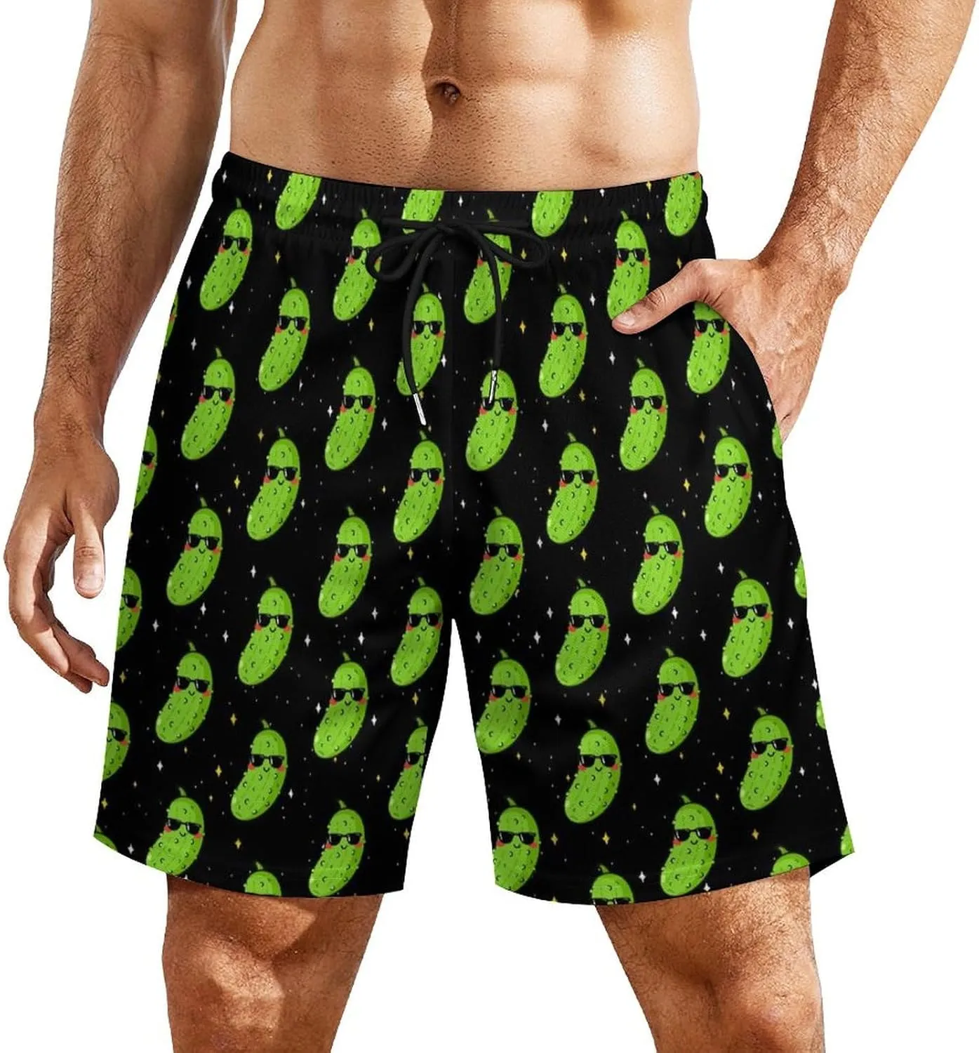 Mens Swim Trunks with Compression Liner 9 Inch Inseam Quick Dry Board Shorts
