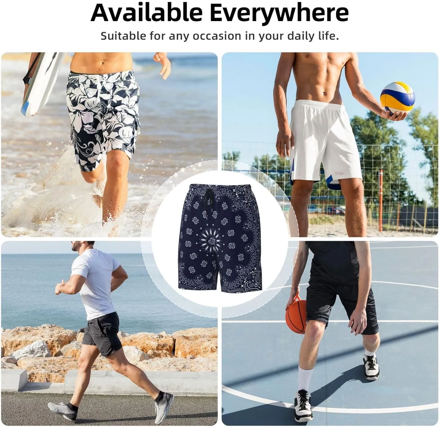 Mens Swim Trunks with Mesh Lining,Quick Dry Swimsuit Board Shorts Beach Pants Swimwear Bathing Suits