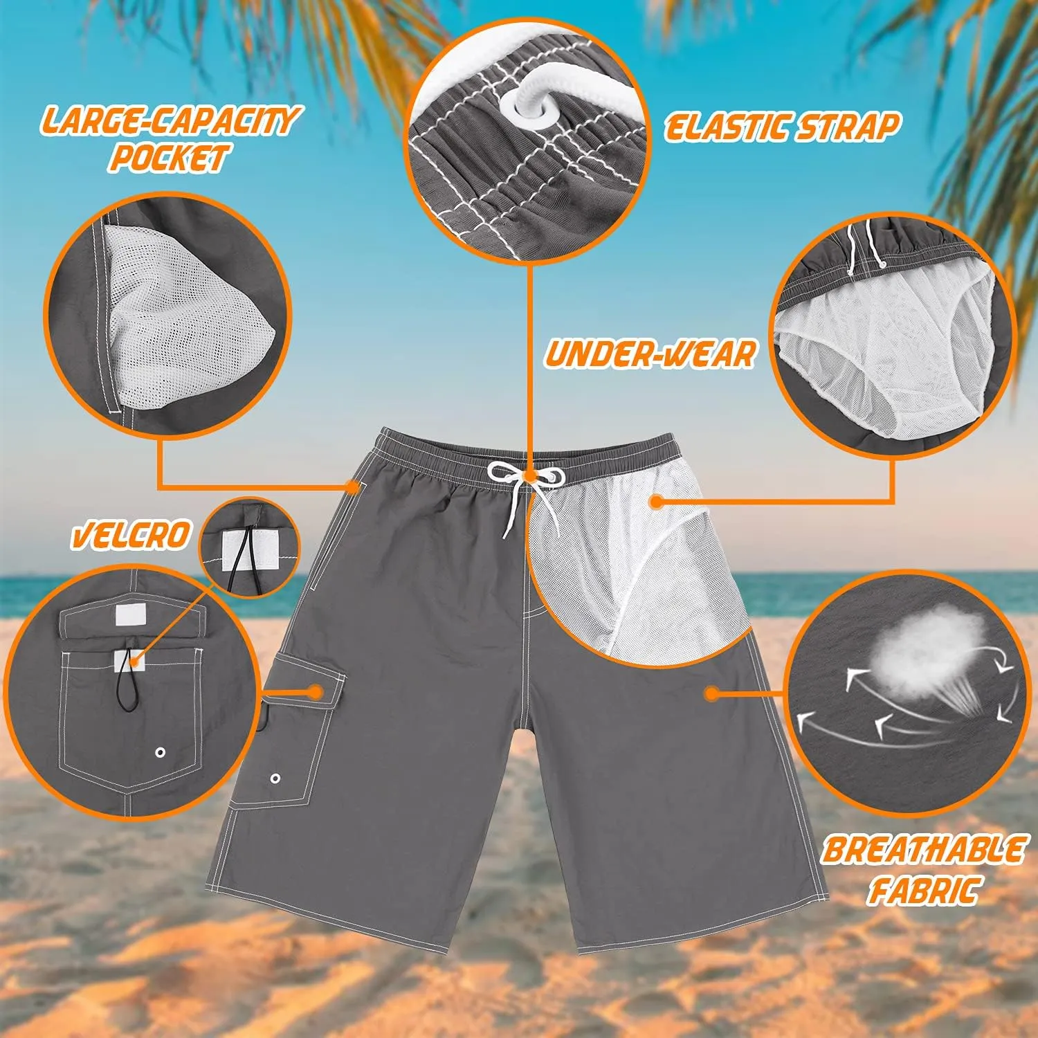 Mens Swimming Trunks Swim Trunks Quick Dry Swim Shorts with Mesh Lining Funny Swimwear Bathing Suits