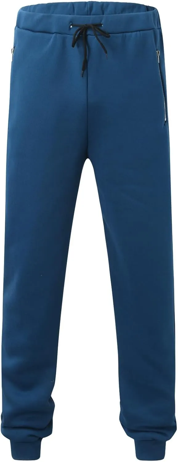 Mens Tall Joggers Fleece Athletic Workout Jogger Sweatpants Work Casual Workout Gym Slim Fit Trousers with Pockets