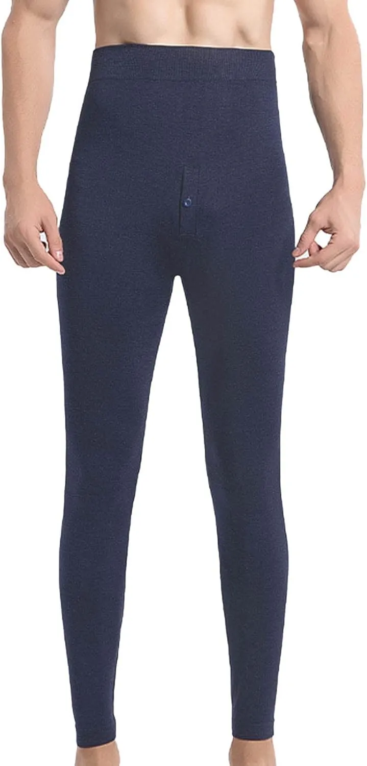 Mens Thermal Underwear Pants Lightweight Long Johns Bottoms Elastic Waist Thermal Leggings for Men Cold Weather