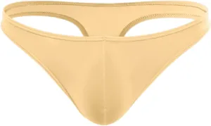 Men's Thong Underwear G-Strings Silk Bikini Underwear Pouch Athletic Panties Briefs Underwear Men's Lingerie Beige