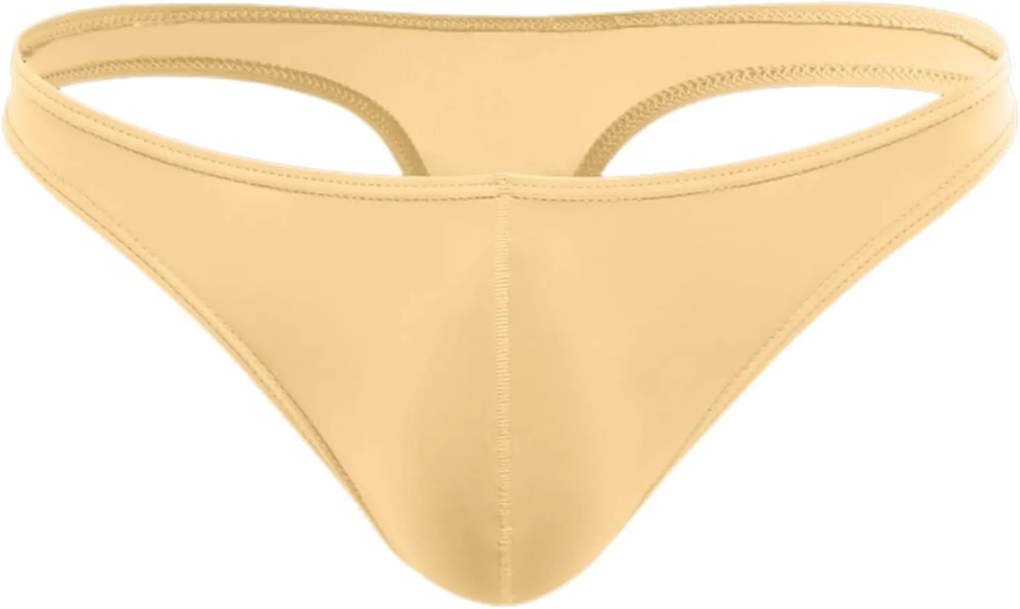 Men's Thong Underwear G-Strings Silk Bikini Underwear Pouch Athletic Panties Briefs Underwear Men's Lingerie Beige
