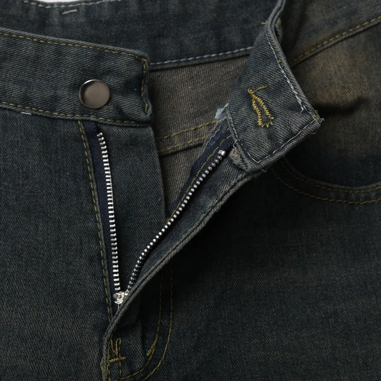 Mens Y2K Grunge Baggy Jean Shorts Wide Leg Hip Hop Skateboard Pants Loose Denim Shorts with Pockets Streetwear