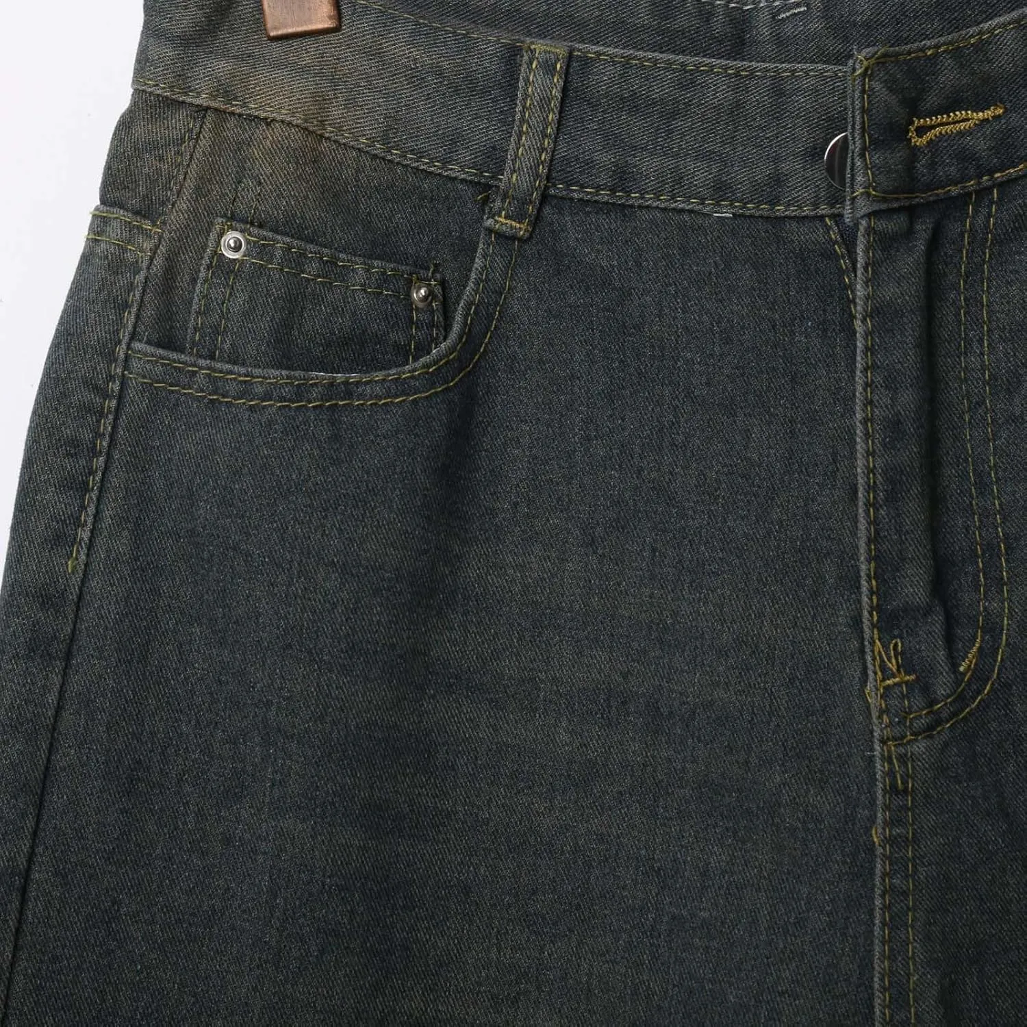 Mens Y2K Grunge Baggy Jean Shorts Wide Leg Hip Hop Skateboard Pants Loose Denim Shorts with Pockets Streetwear