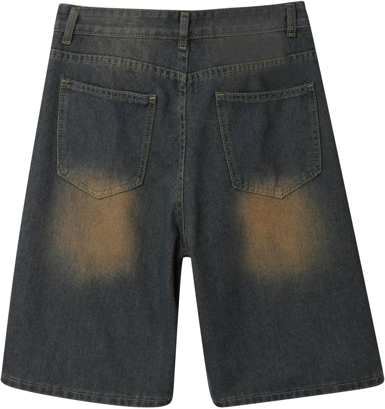 Mens Y2K Grunge Baggy Jean Shorts Wide Leg Hip Hop Skateboard Pants Loose Denim Shorts with Pockets Streetwear