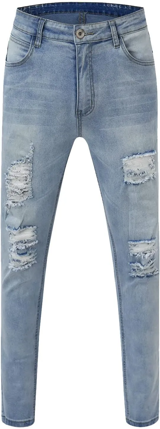 MIDOO Slim Fit Jeans for Men Ripped Distressed Straight Leg Denim Pants Fashion Comfort Pants Trousers with Pockets
