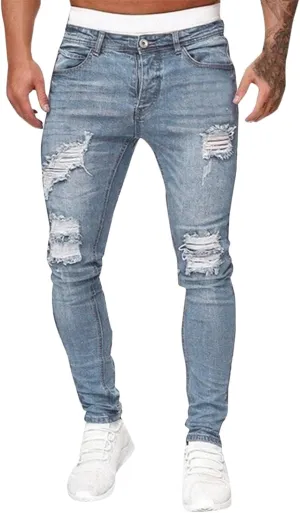 MIDOO Slim Fit Jeans for Men Ripped Distressed Straight Leg Denim Pants Fashion Comfort Pants Trousers with Pockets