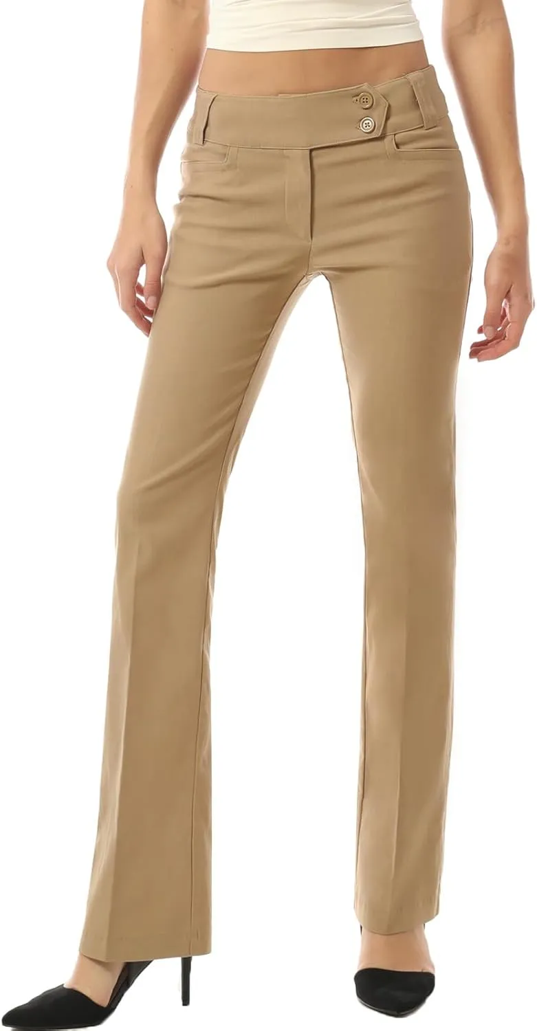 MixMatchy Women's Ultra Stretch Lux Comfort with Flex Motion Bootcut Dress Pants Work Business Office Trousers