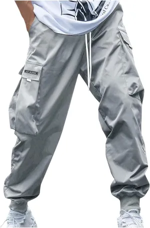 Muscularfit Men's Athletic Pants Loose Fit Multi Pockets Drawstring Sweatpants Causal Fashion Solid Elastic Waist Hiking Pant