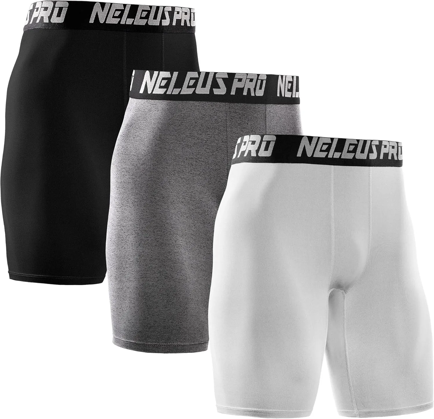 NELEUS Men's 3 Pack Performance Compression Shorts