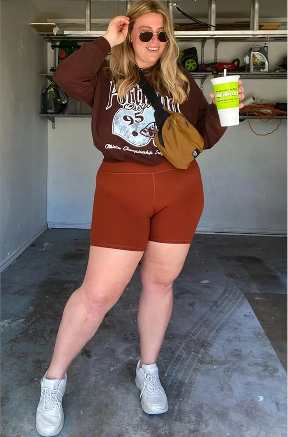 NEW YOUNG 3 Pack Plus Size Biker Shorts with Pockets for Women-High Waisted 8" Yoga Pants Workout Shorts