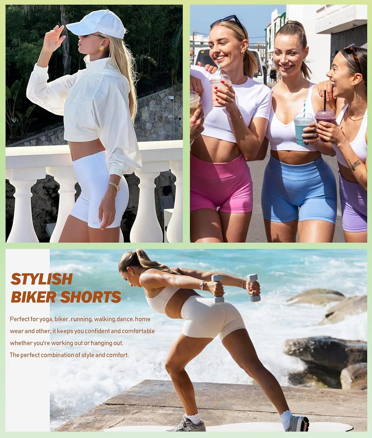 NEW YOUNG Biker Shorts with Pockets for Women High Waisted Tummy Control-5/8 Womens Bike Shorts for Workout Yoga